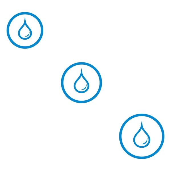 Icono estilizado de la silueta de tres gotas de combustible de colores en círculos — Vector de stock