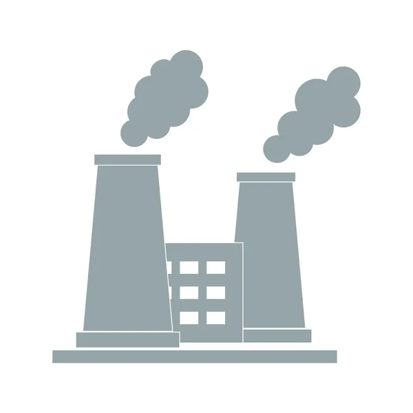 Ícone estilizado da fábrica de refinaria de óleo com chaminés fumantes — Vetor de Stock
