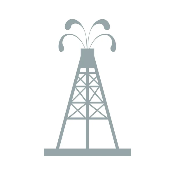 Stilizált ikon a fúrótorony, szökőkutak spurting, olaj, olaj — Stock Vector