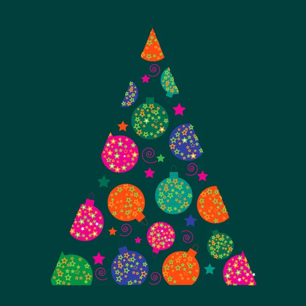 Ilustración vectorial de árbol de Navidad con bola de Navidad . — Vector de stock