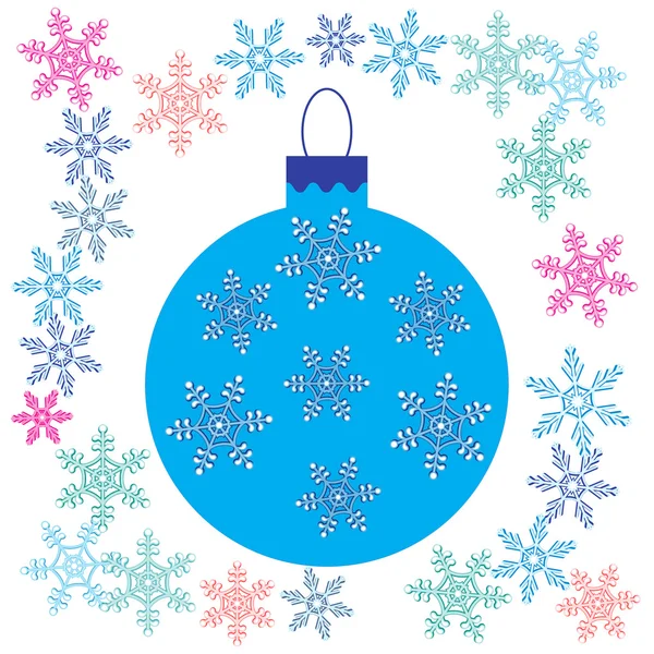 Vector pictogram kerst bal en sneeuwvlokken. — Stockvector