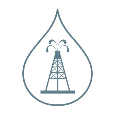 Siluet petrol teçhizat spurting çeşmeler ile stilize simgesi 