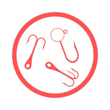 Daire içinde balık için renkli bir kanca stilize simgesi