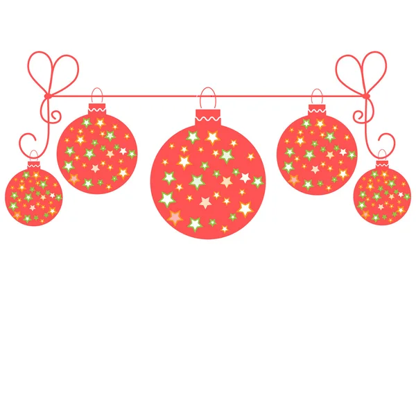 Imagem vetorial com bola de Natal com estrelas penduradas em uma corda . — Vetor de Stock