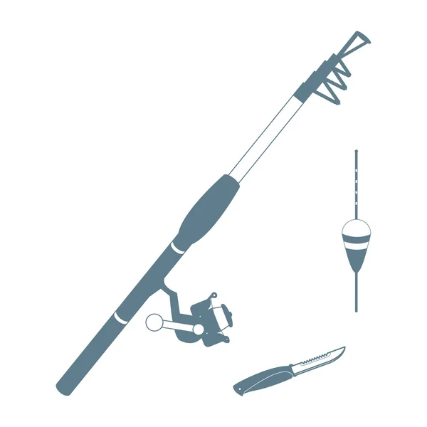 Ensemble d'icônes stylisées de différents outils pour la pêche — Image vectorielle