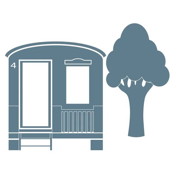 Icône stylisée d'une maison colorée pour le camping — Image vectorielle