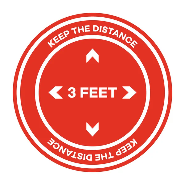 Illustration Vectorielle Gardez Distance Distance Sociale Coronavirus Covid Panneau Avertissement — Image vectorielle