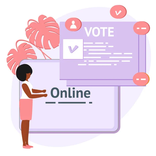 Vector Illustratie Mensen Stemmen Online Voor Kandidaat Tablet Verkiezingscampagne Online — Stockvector