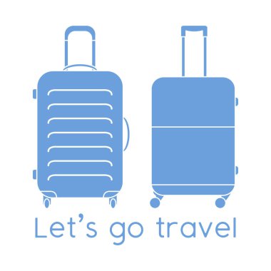 Vektör illüstrasyon valizleri beyaz arkaplanda izole edildi. Seyahate çıkalım. Yaz tatili, tatil, tatil. Seyahat acentesi, rezervasyon servisi. Web sayfası için dizayn, yazdırma