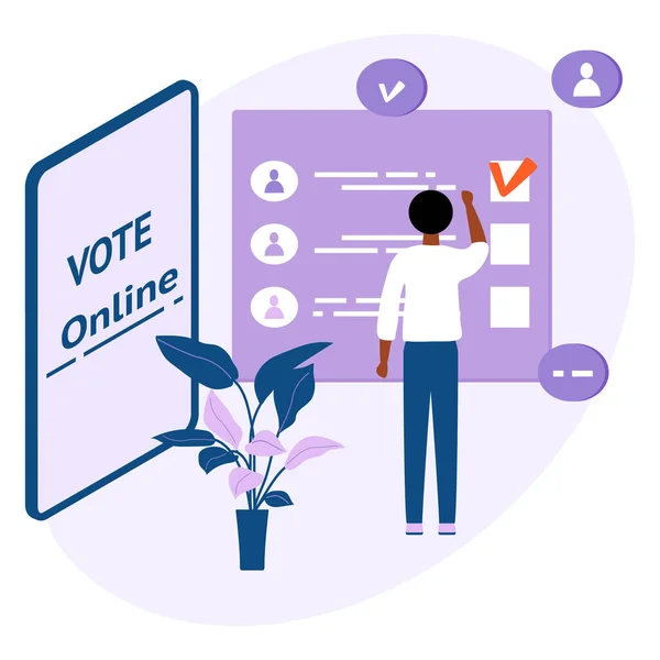 Illustrazione Vettoriale Persone Votano Online Candidato Telefono Campagna Elettorale Scelte — Vettoriale Stock