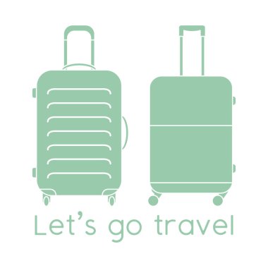 Vektör illüstrasyon valizleri beyaz arkaplanda izole edildi. Seyahate çıkalım. Yaz tatili, tatil, tatil. Seyahat acentesi, rezervasyon servisi. Web sayfası için dizayn, yazdırma