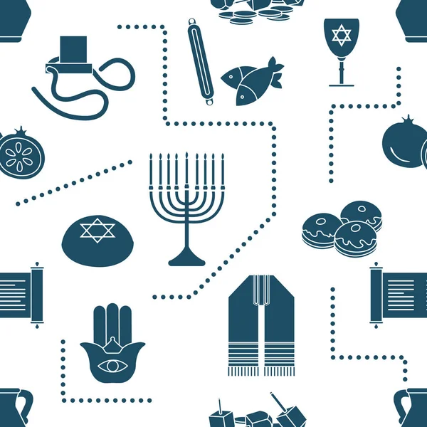Vector Seamless Pattern Εικονογράφηση Εβραϊκή Γιορτή Παραδοσιακά Σύμβολα Torah Scroll — Διανυσματικό Αρχείο