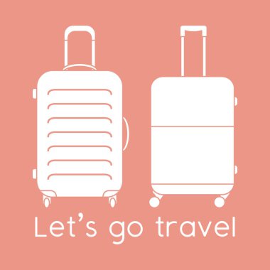 Vektör illüstrasyon Bavulları renk arkaplanında izole edildi. Seyahate çıkalım. Yaz tatili, tatil, tatil. Seyahat acentesi, rezervasyon servisi. Web sayfası için dizayn, yazdırma