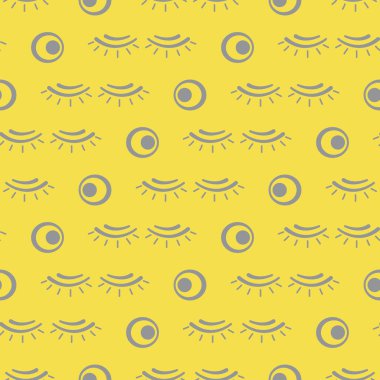 Kirpikli vektör deseni. Dekoratif kozmetik, makyaj geçmişi. Cazibeli moda tarzı. Pankart, poster ya da baskı için tasarım. Aydınlatıcı ve Nihai Gri.