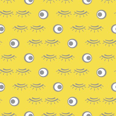 Kirpikli vektör deseni. Dekoratif kozmetik, makyaj geçmişi. Cazibeli moda tarzı. Pankart, poster ya da baskı için tasarım. Aydınlatıcı ve Nihai Gri.