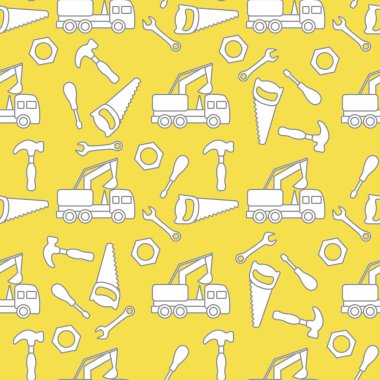 Çocuk oyuncaklarıyla kusursuz bir şablon. Kazıcı, oyuncak aletler, testere, çekiç, İngiliz anahtarı, tornavida, fındık. İlkokul, ilkokul, anaokulu. Mutlu çocukluk aktiviteleri. Tekstil için tasarım, baskı. Aydınlatıcı ve Nihai Gri.