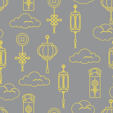  Fenerler, para zarfları, iyi şans için para, bulutlar. Farklı ülkelerin bayram gelenekleri. Aydınlatıcı ve Nihai Gri.