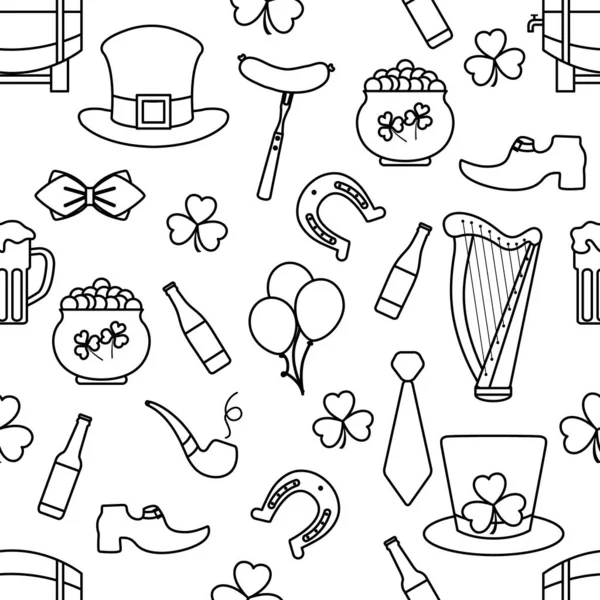 Patrón Irlandés Sin Costuras Vector Happy Patrick Day Illustration Irlanda — Vector de stock