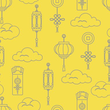  Fenerler, para zarfları, iyi şans için para, bulutlar. Farklı ülkelerin bayram gelenekleri. Aydınlatıcı ve Nihai Gri.