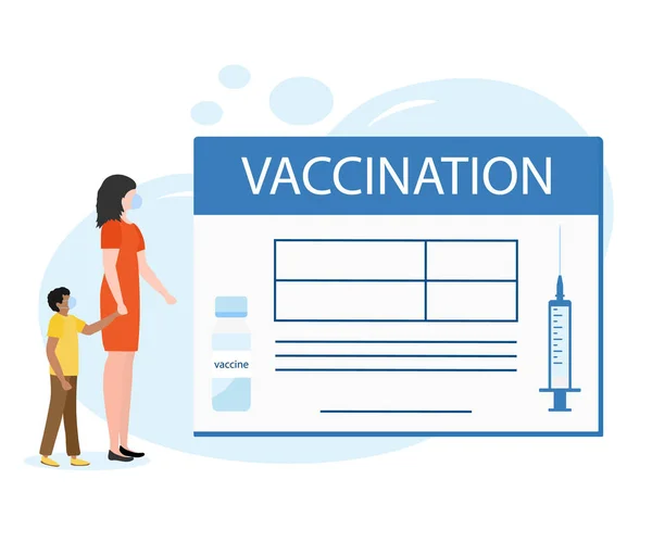 Ilustração Vetor Pessoas Seringa Garrafa Vacina Imunização Vacinação Adolescentes Calendário —  Vetores de Stock