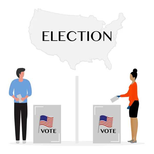 Voting Vector Illustration Election Day People Vote People Give Vote — Stock Vector