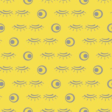 Kirpikli vektör deseni. Dekoratif kozmetik, makyaj geçmişi. Cazibeli moda tarzı. Pankart, poster ya da baskı için tasarım. Aydınlatıcı ve Nihai Gri.