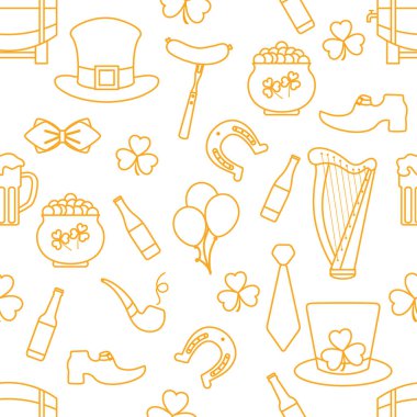 İrlanda Vektör Örnekleri Kusursuz Aziz Patrick Günü illüstrasyonunuz İrlanda Yonca At Nalı Pipo İçme Pipo Leprechaun 'un Ayakkabı Tenceresi Altın Şapka Kravat Balonları Harp Tatil Partisi Şenlik Tasarımı