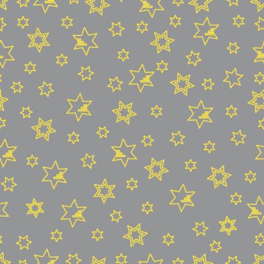 Yıldızlı kusursuz desen. Noel ve Yeni Yıl geçmişi. Paket kağıdı, kumaş ve diğer baskılar için tasarım. Aydınlatıcı ve Nihai Gri.