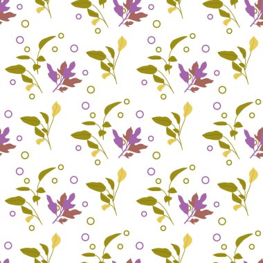 Vektör Soyut Çiçeksiz Şekillendirme Herb Bitkileri Yaz Baharı Doğal Arkaplanından Bırakıyor. Tekstil, giysi, baskı için tasarım