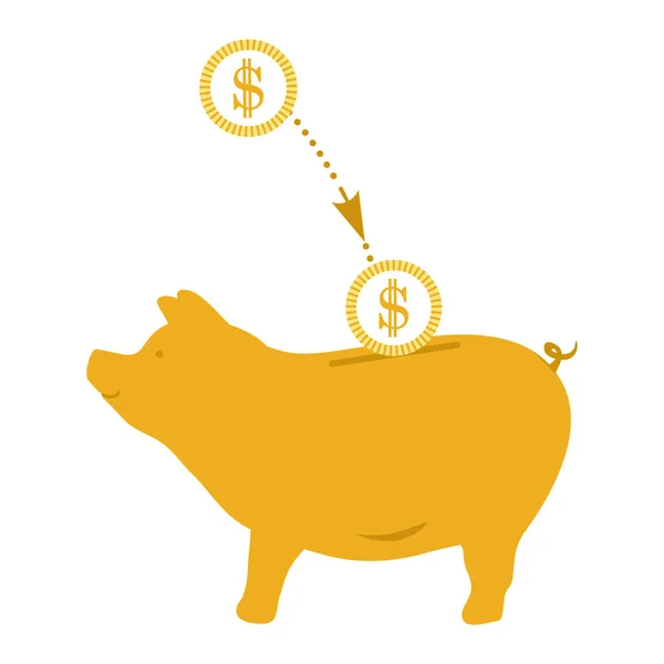 Vektor Illustration Piggy Bank Pengar Mynt Dollar Finansiell Verksamhet Bank — Stock vektor