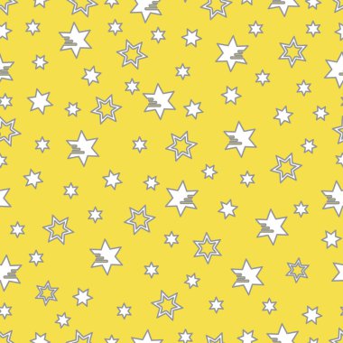 Yıldızlı kusursuz desen. Noel ve Yeni Yıl geçmişi. Paket kağıdı, kumaş ve diğer baskılar için tasarım. Aydınlatıcı ve Nihai Gri.