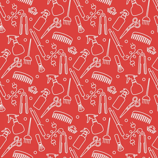 Vektörsüz desenli, profesyonel kuaför aletleri berber kuaför kuaför kuaför cazibe moda moda moda tarağı, saç düzleştirici, makas, parmak izi tasarımı.