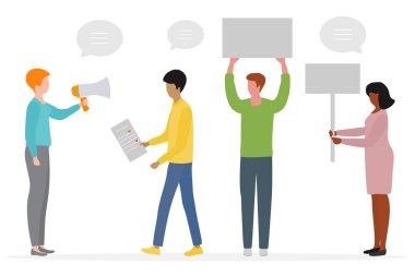 Seçim öncesi mitingde Halkın Seçim Kampanyası Vektör illüstrasyonu Seçim öncesi kamuoyu yoklaması. Siyasi kampanya. Adaylara oy verin. Başkanlık seçimi. Parti destekçileri. Yazdırma için tasarım