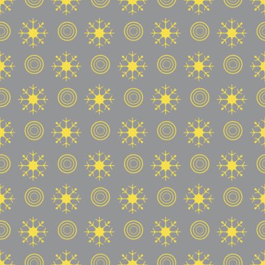 Kar taneleri ve daireleri olan kışın kusursuz deseni. Pankart, poster ya da baskı için tasarım. Aydınlatıcı ve Nihai Gri.