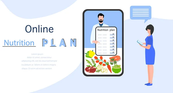 Ernährungsberater Online Erklärt Dem Menschen Die Ernährung Richtige Ernährung Organische — Stockvektor