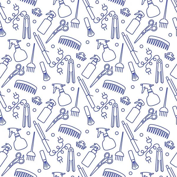 Vector Seamless Patterary Illustration Professional Hair Dresser Tools Barbershop Beauty — 스톡 벡터