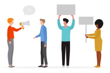 Seçim öncesi mitingde Halkın Seçim Kampanyası Vektör illüstrasyonu Seçim öncesi kamuoyu yoklaması. Siyasi kampanya. Adaylara oy verin. Başkanlık seçimi. Parti destekçileri. Yazdırma için tasarım