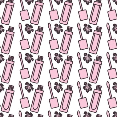 Kozmetik ürünleri ve makyaj geçmişi olan kusursuz bir model. İllüstrasyon ruju. Güzellik tasarımı. Cazibeli moda tarzı. Tekstil, ambalaj, baskı için tasarım.