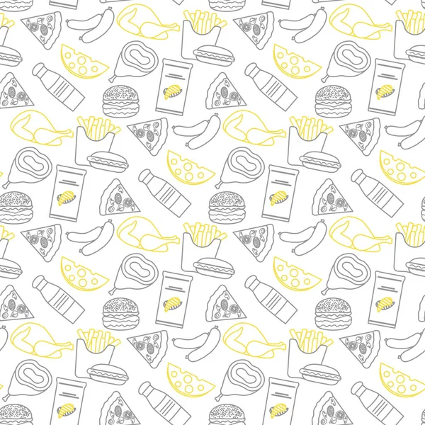 Vector Alimentación Patrón Inconsútil Ilustración Cocina Comida Rápida Snack Picnic — Archivo Imágenes Vectoriales