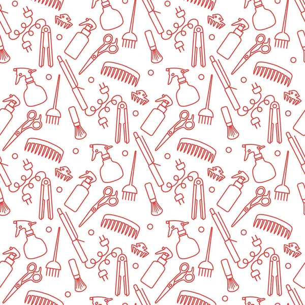 Vector Seamless Patterary Illustration Professional Hair Dresser Tools Barbershop Beauty — 스톡 벡터