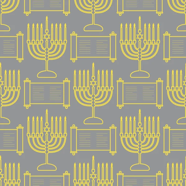 Ευτυχισμένο Χάνουκα Εβραϊκή Γιορτή Διάνυσμα Αδιάλειπτη Μοτίβο Παραδοσιακά Chanukah Σύμβολα — Διανυσματικό Αρχείο