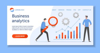 Vektör illüstrasyon Yatırım artışı, mali artış, gelişim Halkı Araştırma, strateji seçimi, istatistik, planlama, pazarlama, performans göstergelerinin incelenmesi İş analizi kavramı