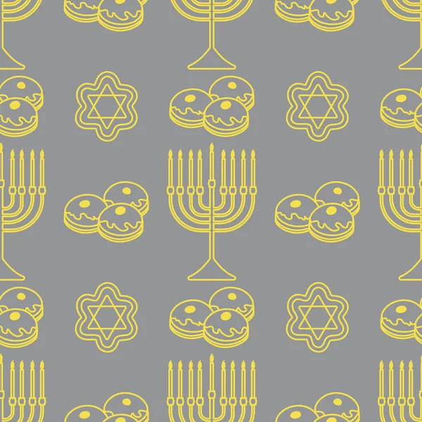 Ευτυχισμένο Χάνουκα Εβραϊκή Γιορτή Διάνυσμα Αδιάλειπτη Μοτίβο Παραδοσιακά Chanukah Σύμβολα — Διανυσματικό Αρχείο