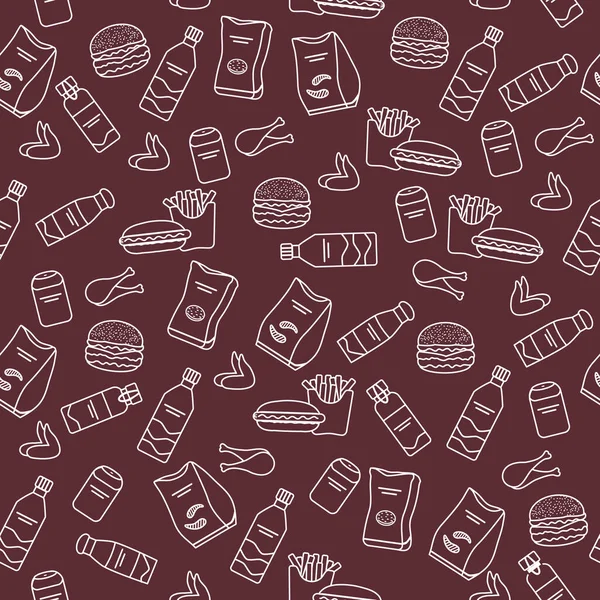 Vetor Alimentação Padrão Sem Costura Ilustração Cozinhar Fast Food Lanche —  Vetores de Stock
