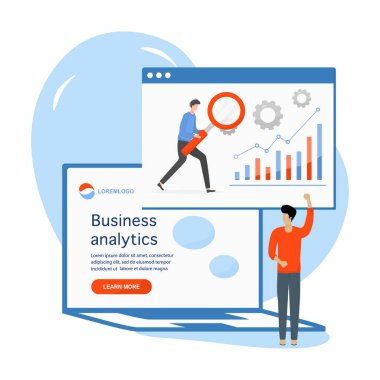 Vektör illüstrasyon Yatırım artışı, mali artış, gelişim Halkı Araştırma, strateji seçimi, istatistik, planlama, pazarlama, performans göstergelerinin incelenmesi İş analizi kavramı