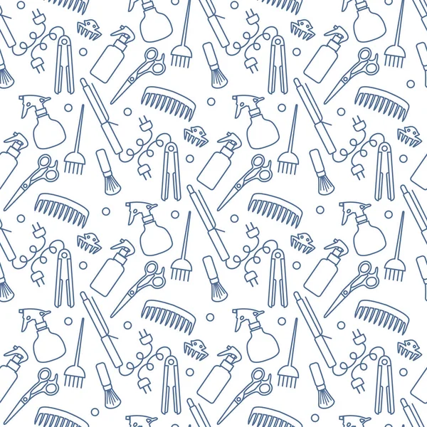Vector Seamless Patterary Illustration Professional Hair Dresser Tools Barbershop Beauty — 스톡 벡터