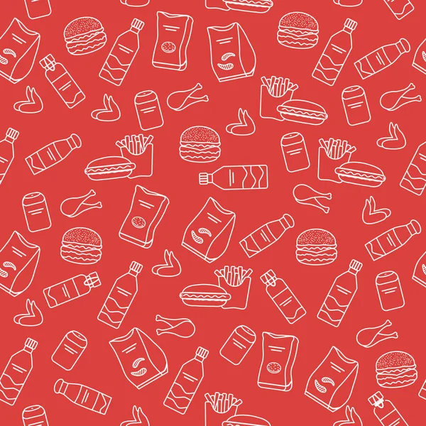 Vetor Alimentação Padrão Sem Costura Ilustração Cozinhar Fast Food Lanche —  Vetores de Stock