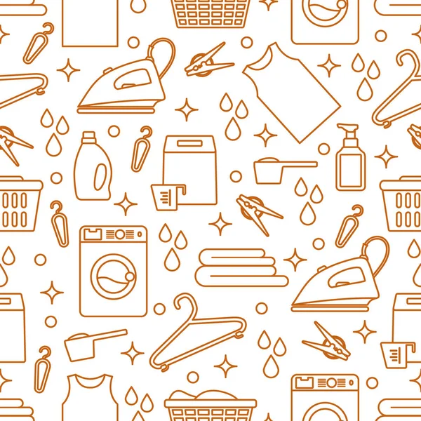 Vektör Tertemiz Çizim Çamaşır Temizleme Servisi Çamaşır Makinesi, Çamaşır sepeti, deterjan, demir, mandal, askı, çarşaf. Baskı için Ev işleri Çamaşırhane Görevleri Tasarımı