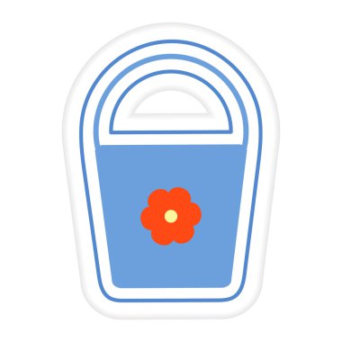 Vektör illüstrasyon Çocuk oyuncak kovası. Kum havuzu veya plaj ekipmanları. İlkokul, ilkokul, anaokulu. Mutlu bir çocukluk. Aktivite. Oyun bitti. Oynayın. Yazdırma için tasarım