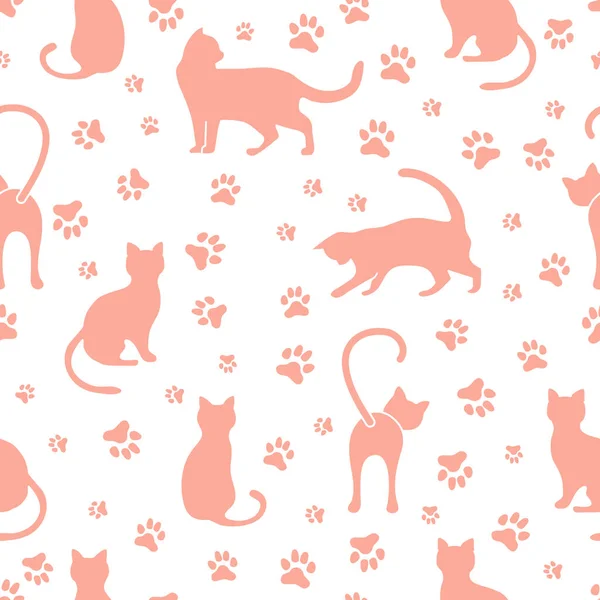 Векторный Бесшовный Рисунок Забавной Кошкой Животное Здоровье Ветеринар Питание Выставка — стоковый вектор